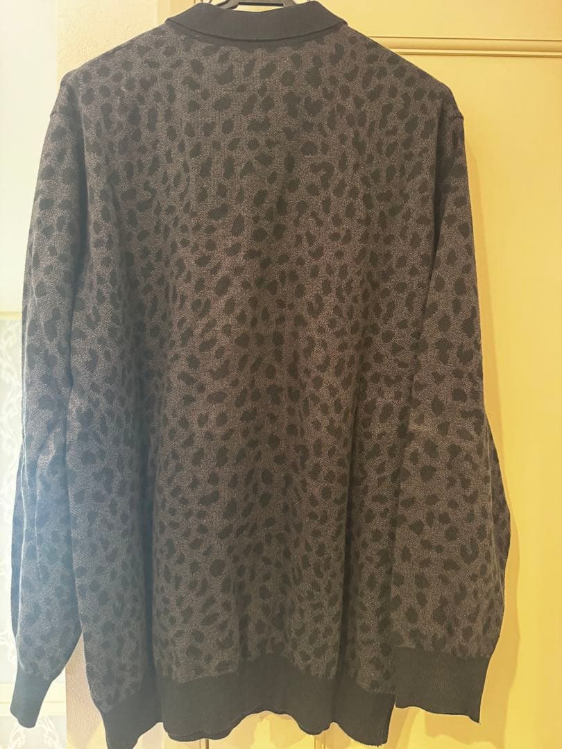 ワコマリア　レオパード　ニットポロ　S チャコール　2023FW