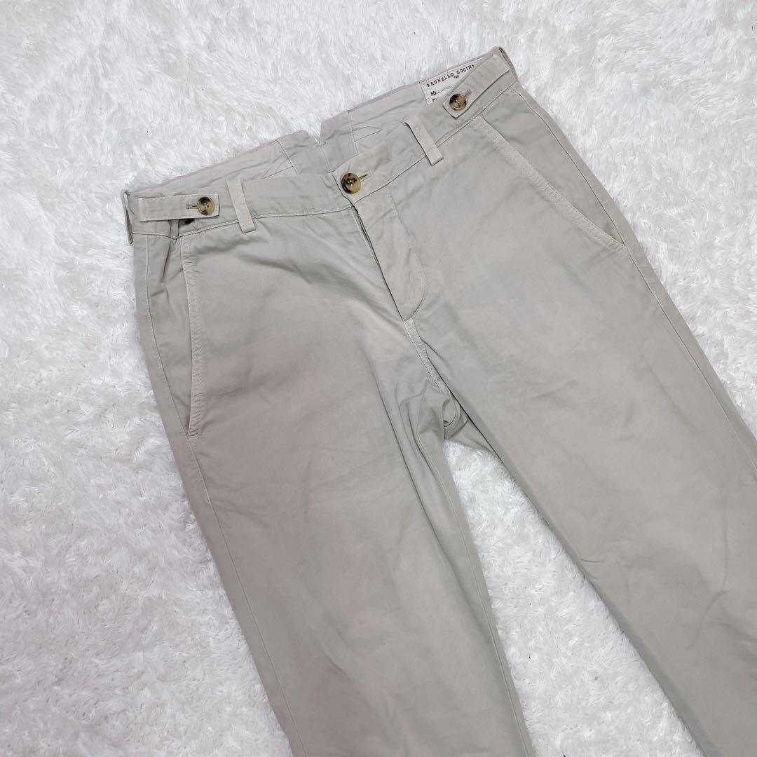 ブルネロクチネリ コットン テーパードパンツ ライトグレー ボタンフライ 44