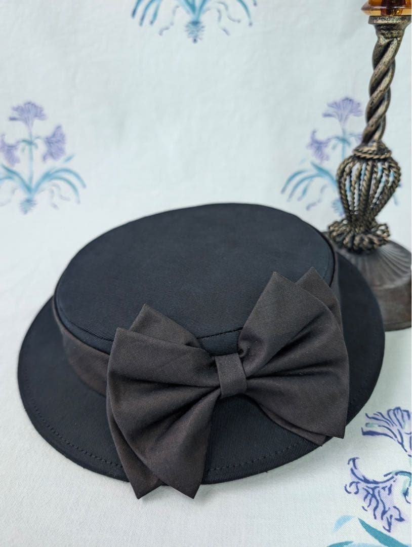 アノンハット　クラシカルミニカンカン帽　ブラック×ブラウン