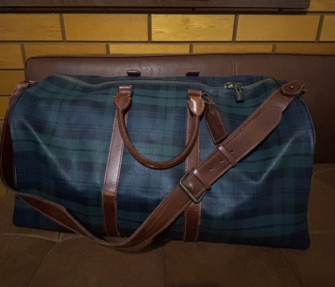 ポロ ラルフローレン ボストンバッグ ２ＷＡＹ チェック グリーン 緑