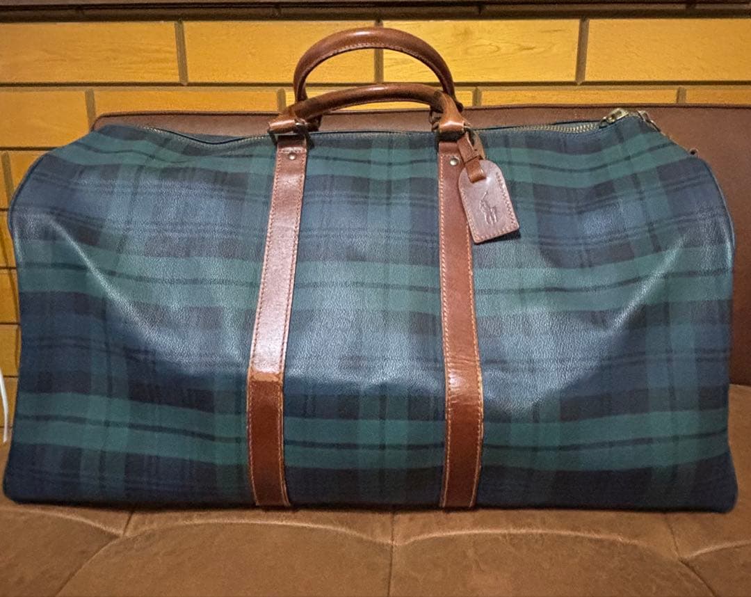 ポロ ラルフローレン ボストンバッグ ２ＷＡＹ チェック グリーン 緑