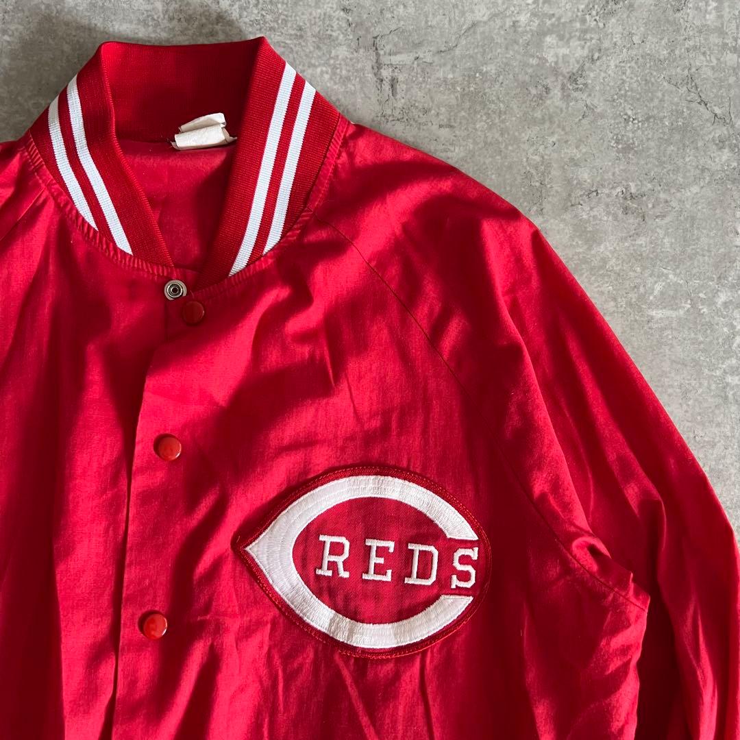 80s シンシナティレッズ スタジャン L ナイロン/RED