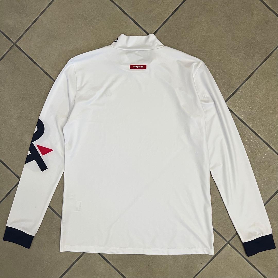 and per se アンパスィ　モックネック　長袖シャツ　L ロゴ　ゴルフ