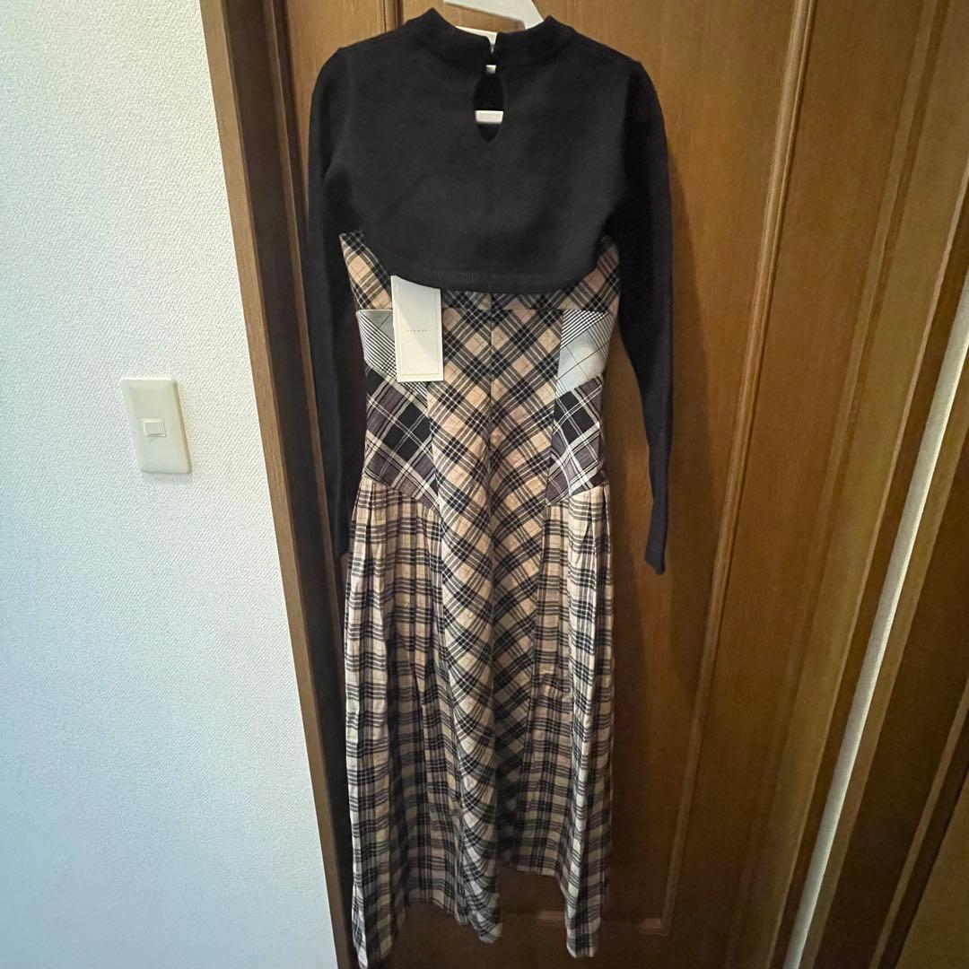 ワンピース ANDMARY Nadia check long dress beige