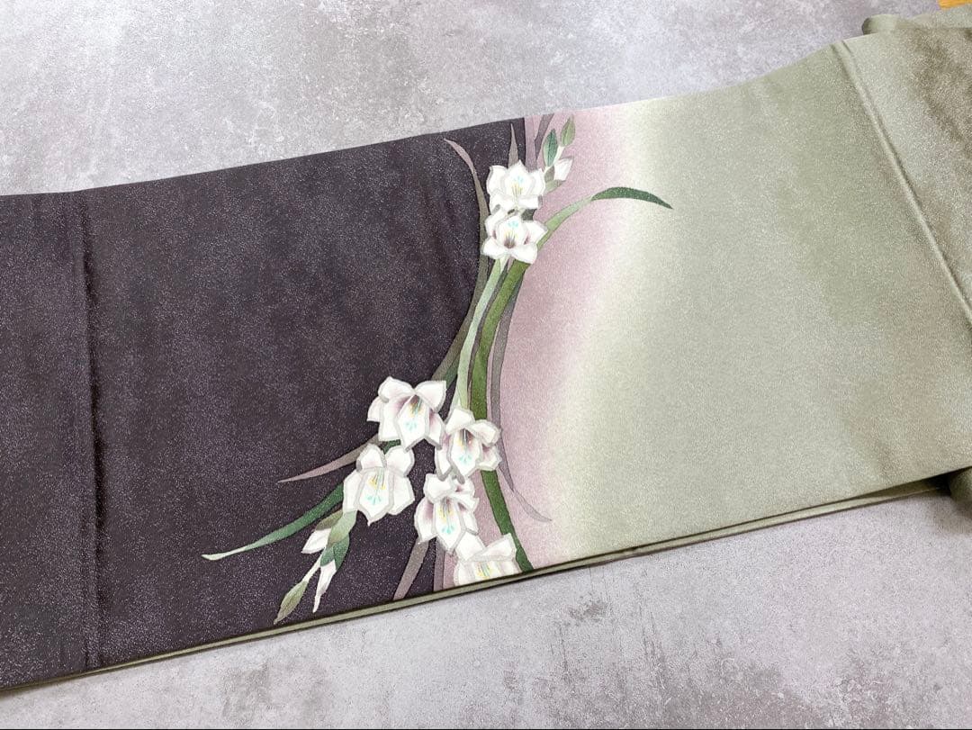 ⭐︎O0957 美品 逸品 お洒落 銀通し 銀花仙 ブランド 染め 正絹 袋帯