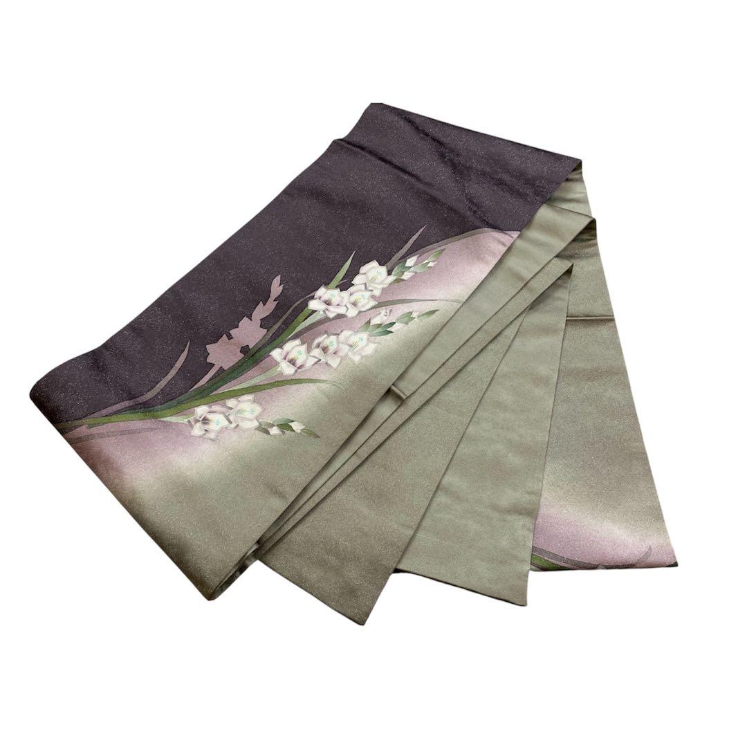 ⭐︎O0957 美品 逸品 お洒落 銀通し 銀花仙 ブランド 染め 正絹 袋帯