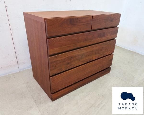 展示品■高野木工■レッチェ 80サイドチェスト■ウォールナット■4段5杯■