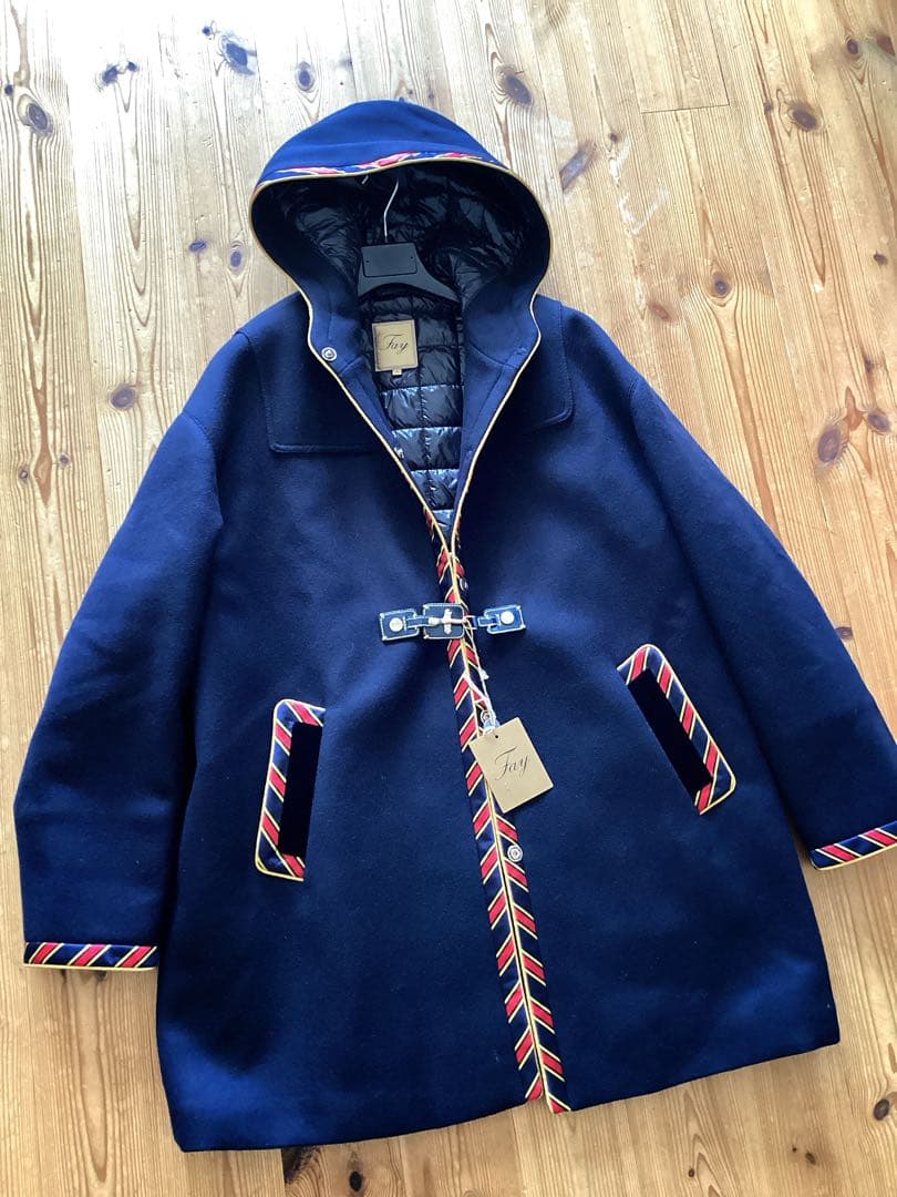 訳あり未使用品【Fay】フェイ　ウールコート　紺　Lサイズ　TOD'S