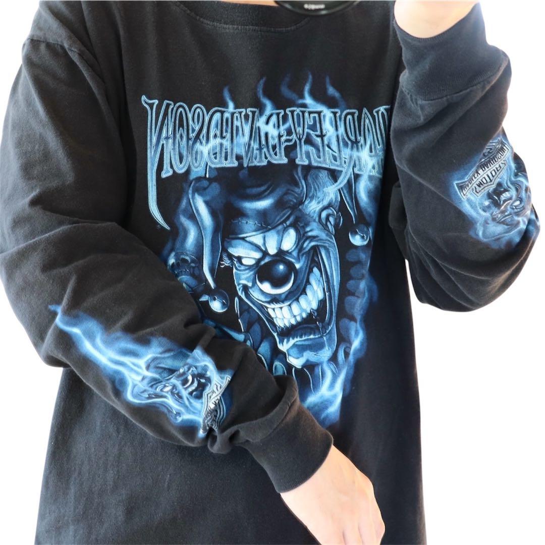 00s ヴィンテージ ハーレーダビッドソン ファイヤー ブルーフレイム 長袖