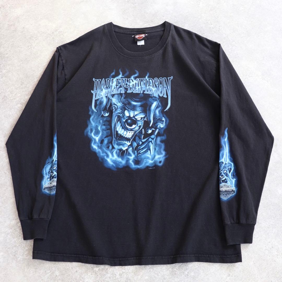 00s ヴィンテージ ハーレーダビッドソン ファイヤー ブルーフレイム 長袖