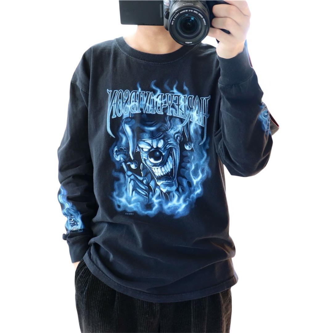 00s ヴィンテージ ハーレーダビッドソン ファイヤー ブルーフレイム 長袖