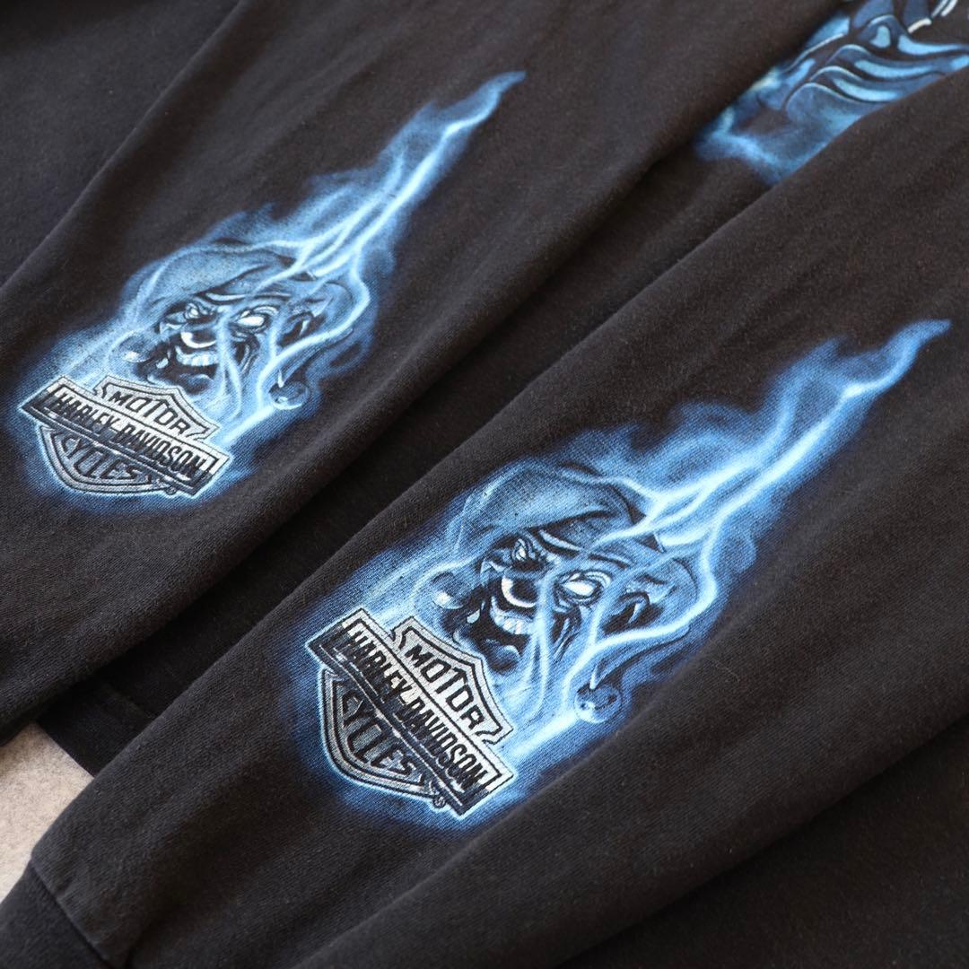 00s ヴィンテージ ハーレーダビッドソン ファイヤー ブルーフレイム 長袖