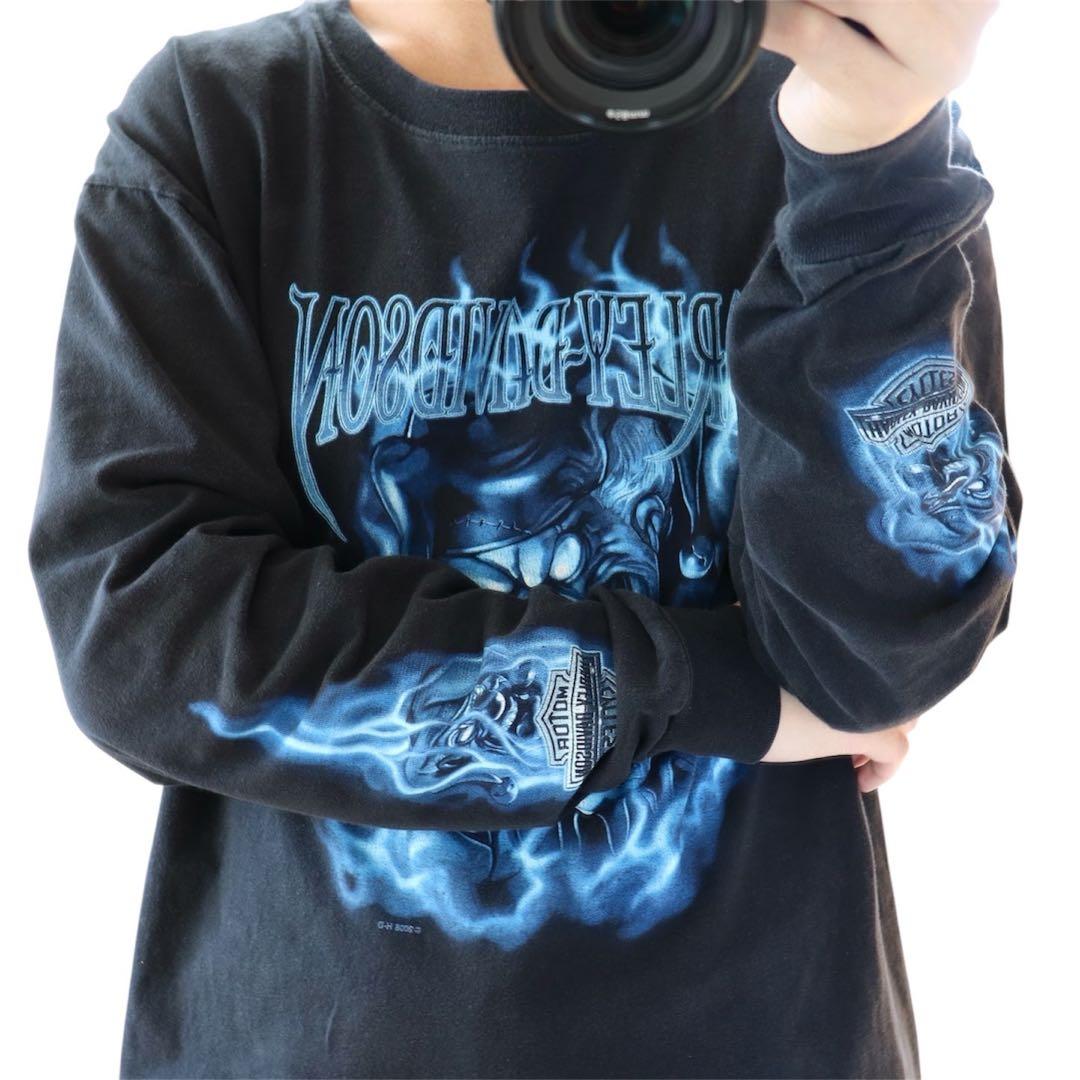 00s ヴィンテージ ハーレーダビッドソン ファイヤー ブルーフレイム 長袖