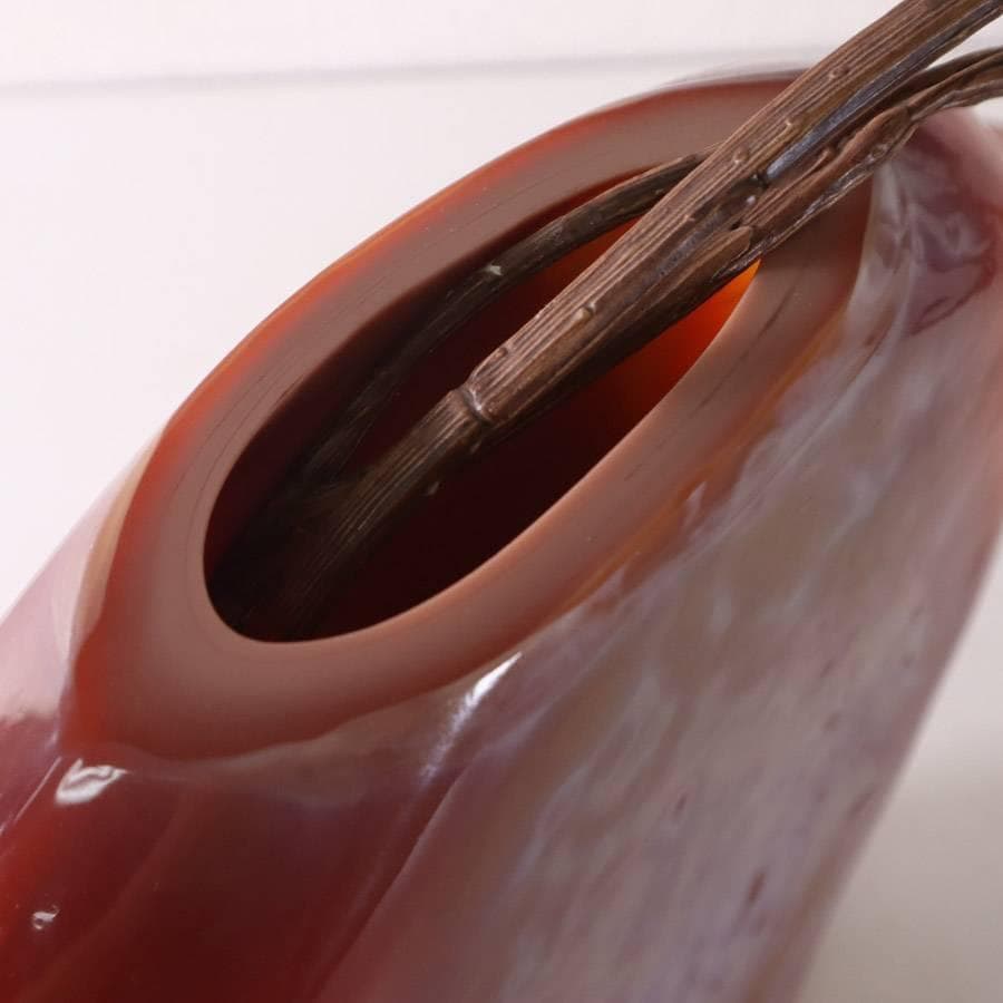 展示品 ボーコンセプト ガラス製 フラワーベース レッド フェイクグリーン付き