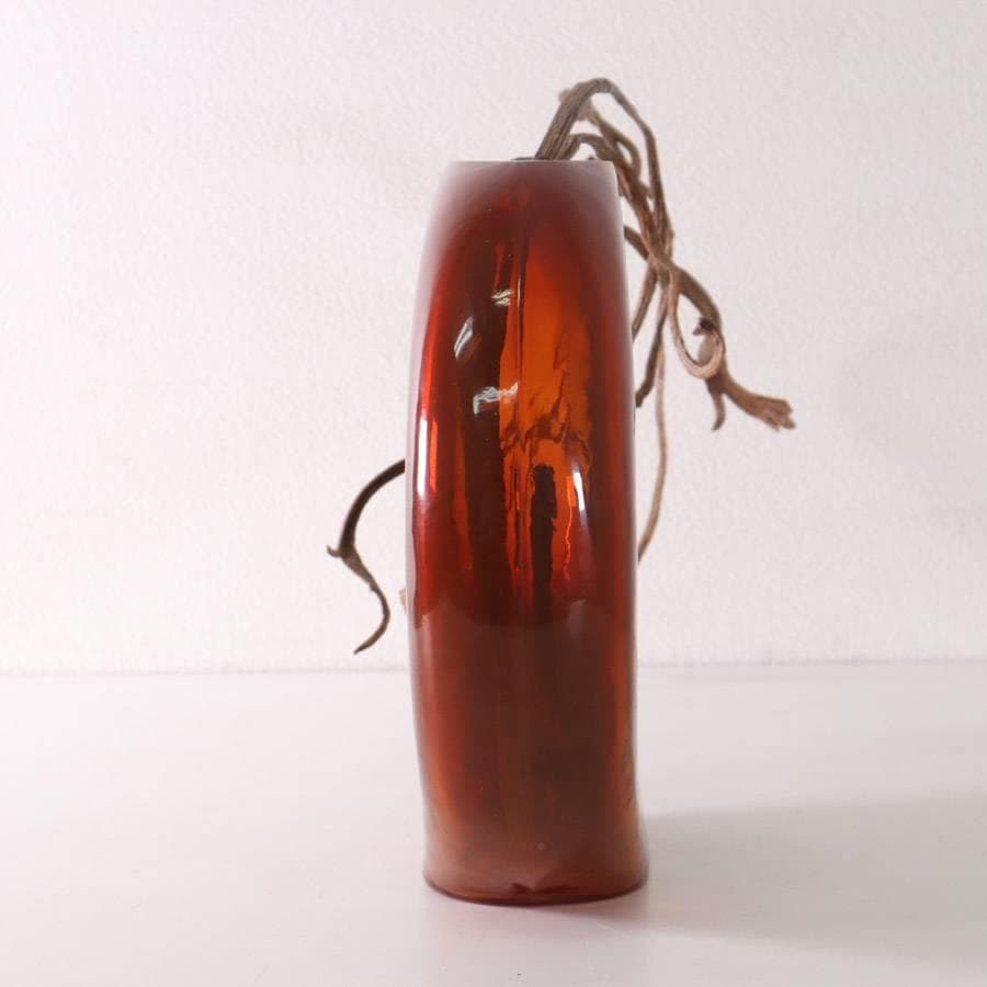 展示品 ボーコンセプト ガラス製 フラワーベース レッド フェイクグリーン付き