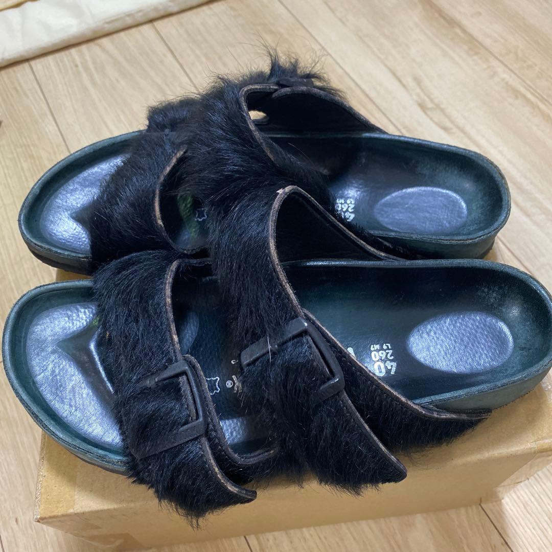 Rick Owens X Birkenstock ブラックファーサンダル　40