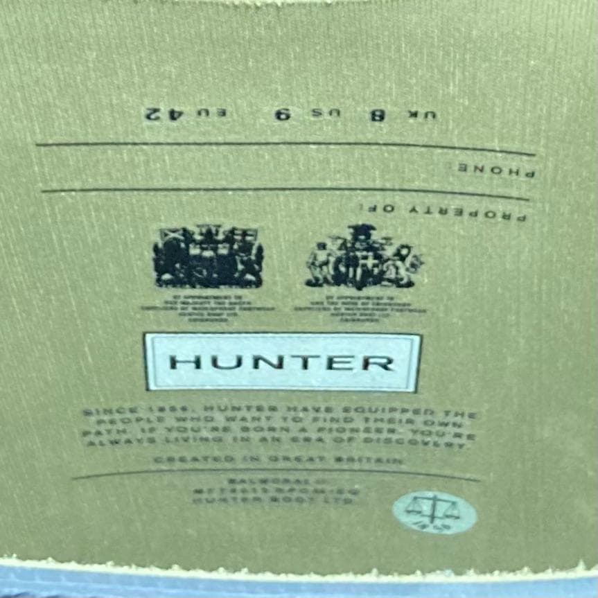 【美品・希少・緑枠ロゴ】HUNTER バルモラルブーツ 約26.5㎝ グレー