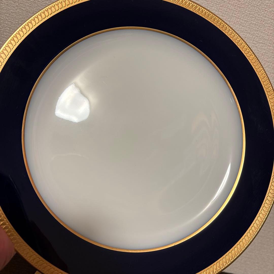 大倉陶園　ロイヤルブルー　瑠璃片葉金蝕　ディナープレート　25.5cm 未使用