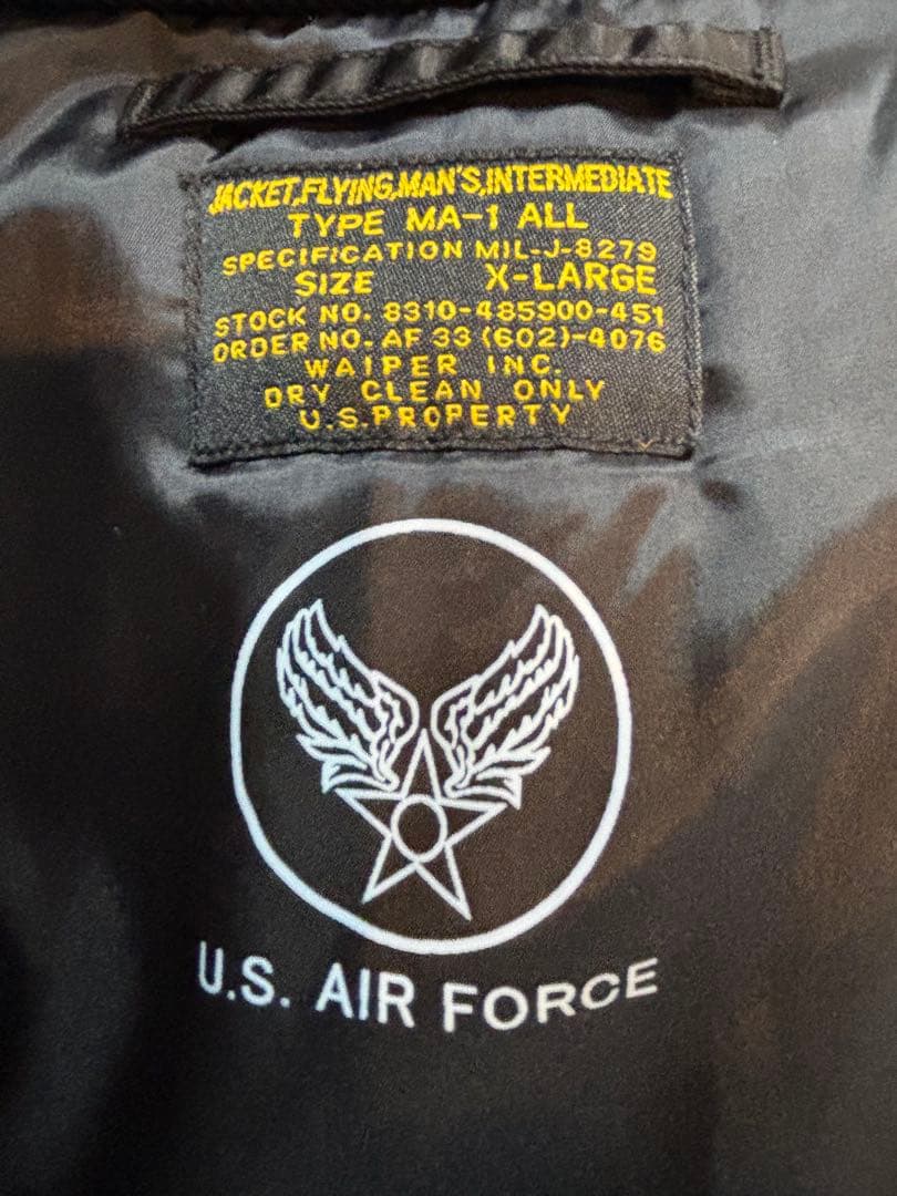 z*r様 WAIPERワイパーMA-1 ALL黒XLフライトジャケット 美USE