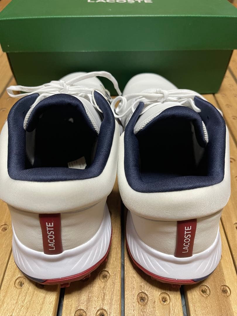タグ付き新品　LACOSTE ゴルフシューズ ホワイト/ネイビー27cm
