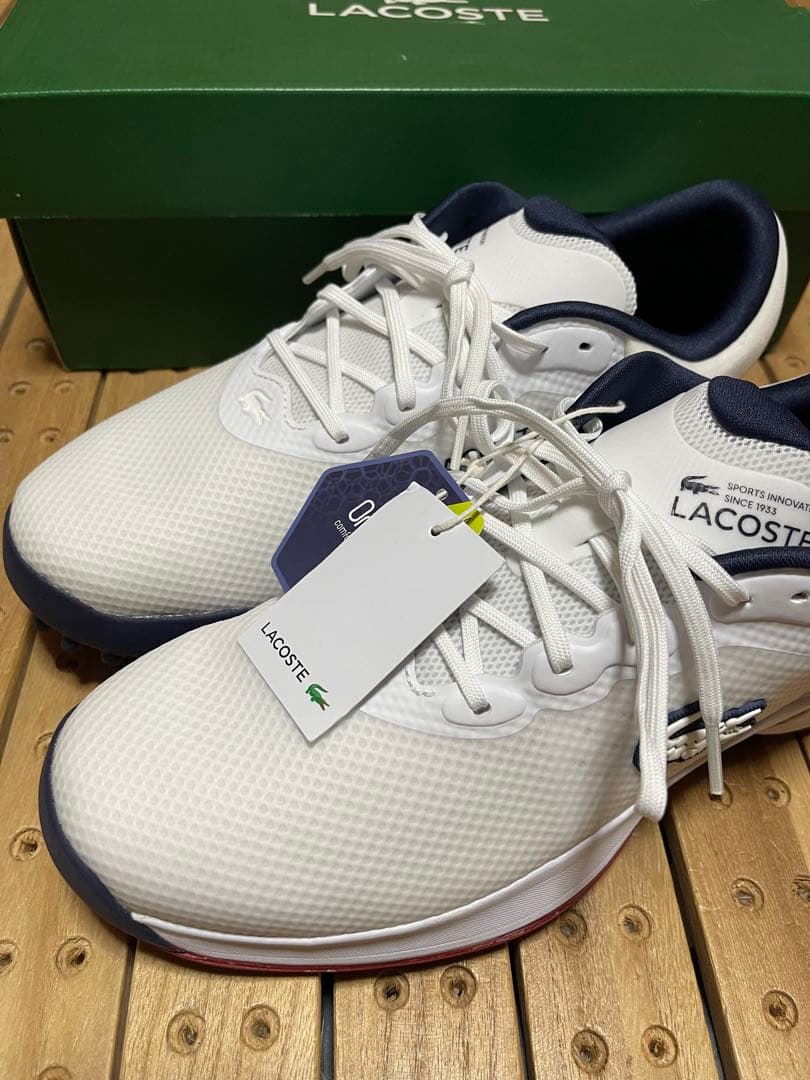タグ付き新品　LACOSTE ゴルフシューズ ホワイト/ネイビー27cm