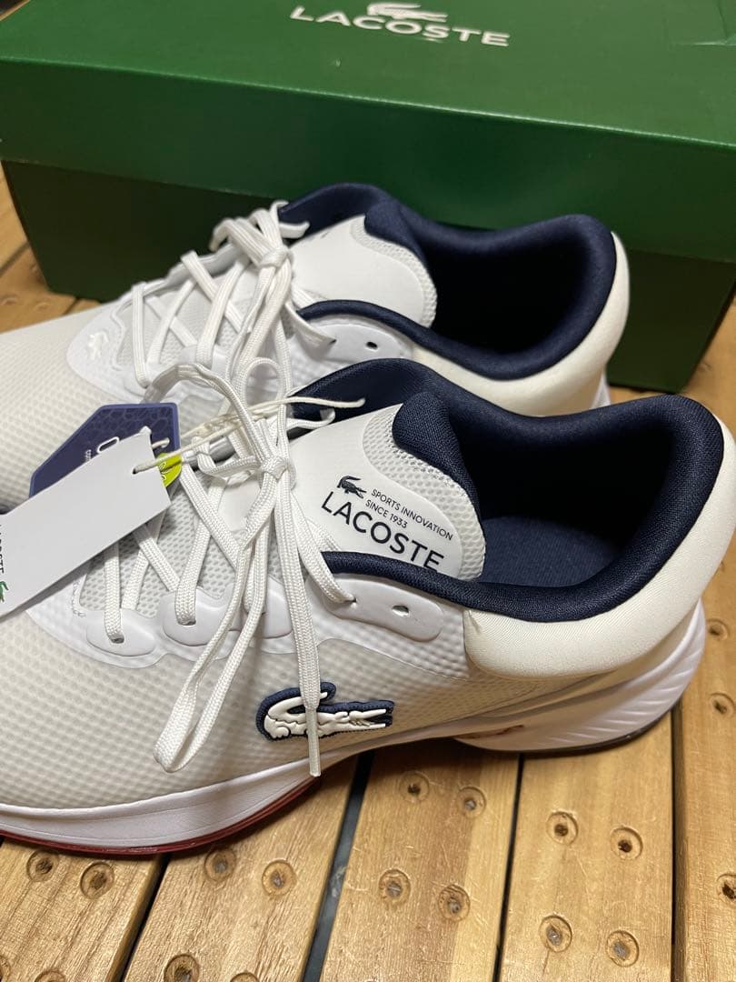 タグ付き新品　LACOSTE ゴルフシューズ ホワイト/ネイビー27cm