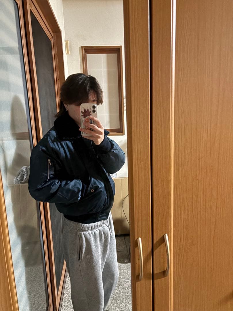 80s　B-15フライトジャケット ダークブルー ファー付き