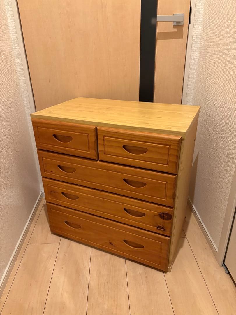 チェスト　タンス　ナチュラルブラウン　収納　洋服　木製　オークル　カントリー