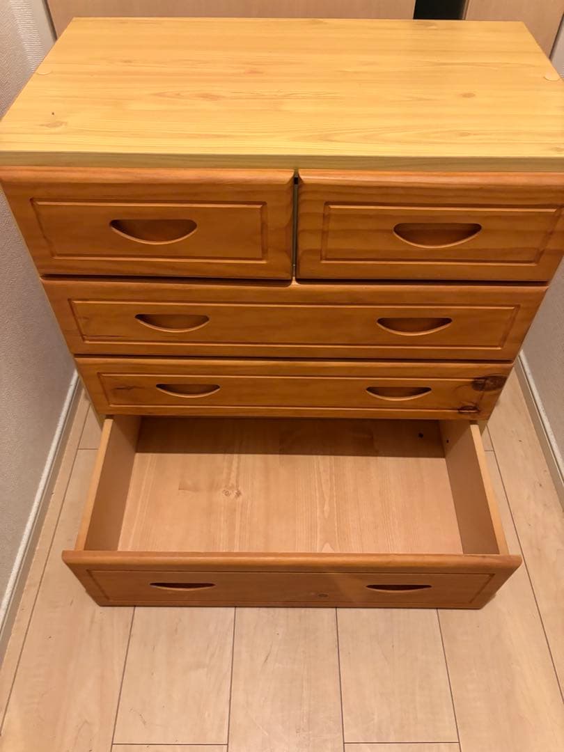 チェスト　タンス　ナチュラルブラウン　収納　洋服　木製　オークル　カントリー