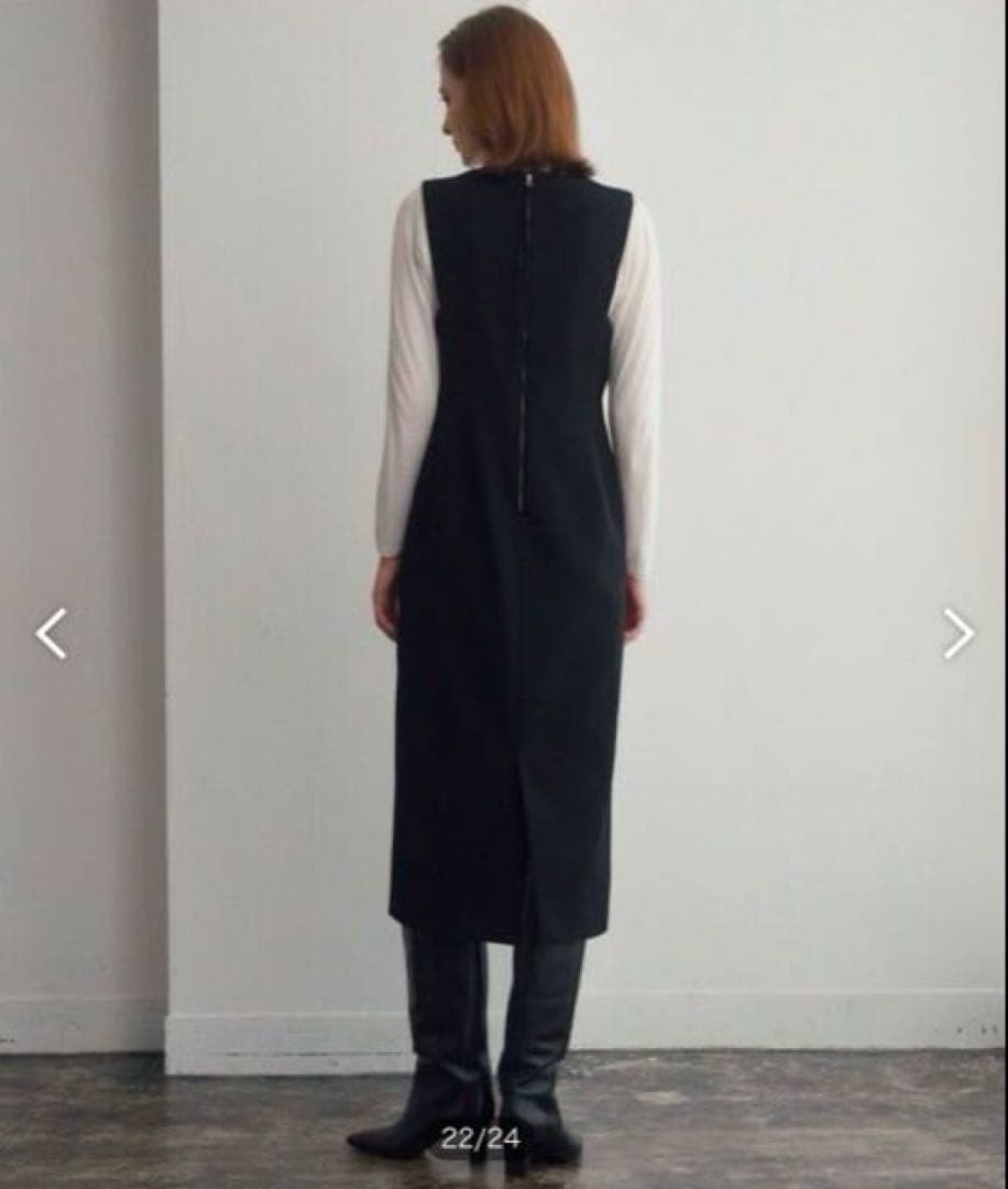 ANAYI 黒 Vネック ワンピース