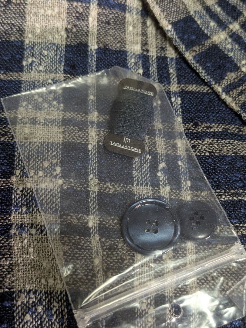 ★タリアトーレ モンテカルロ テーラードジャケット 50 麻 ネイビー チェック