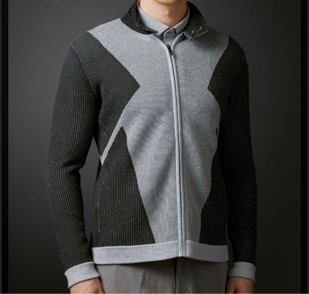 デサントゴルフ ダブルジャカードセーター ジャケット グレー Oサイズ