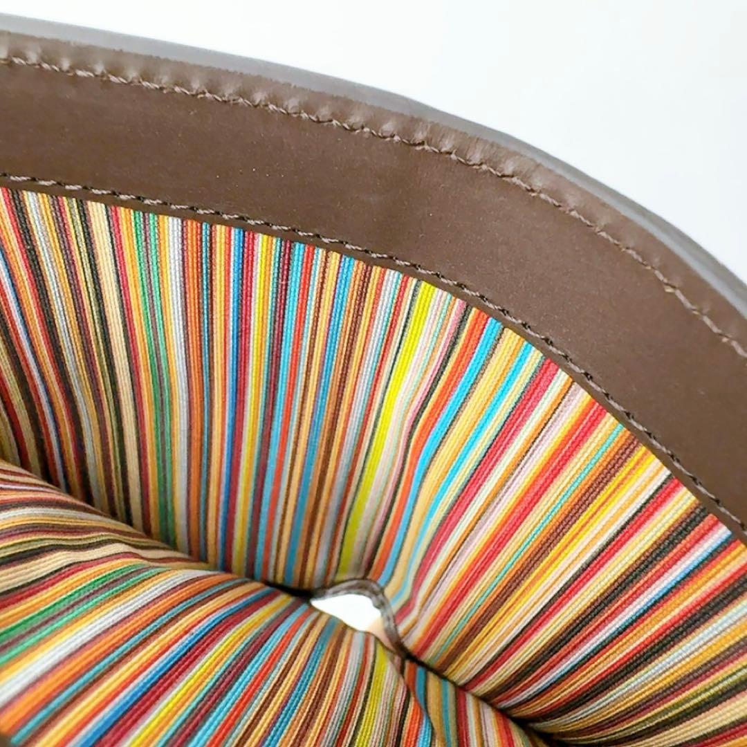 ポールスミス 2つ折り財布 茶×インナーマルチストライプ 新品 本革 レザー