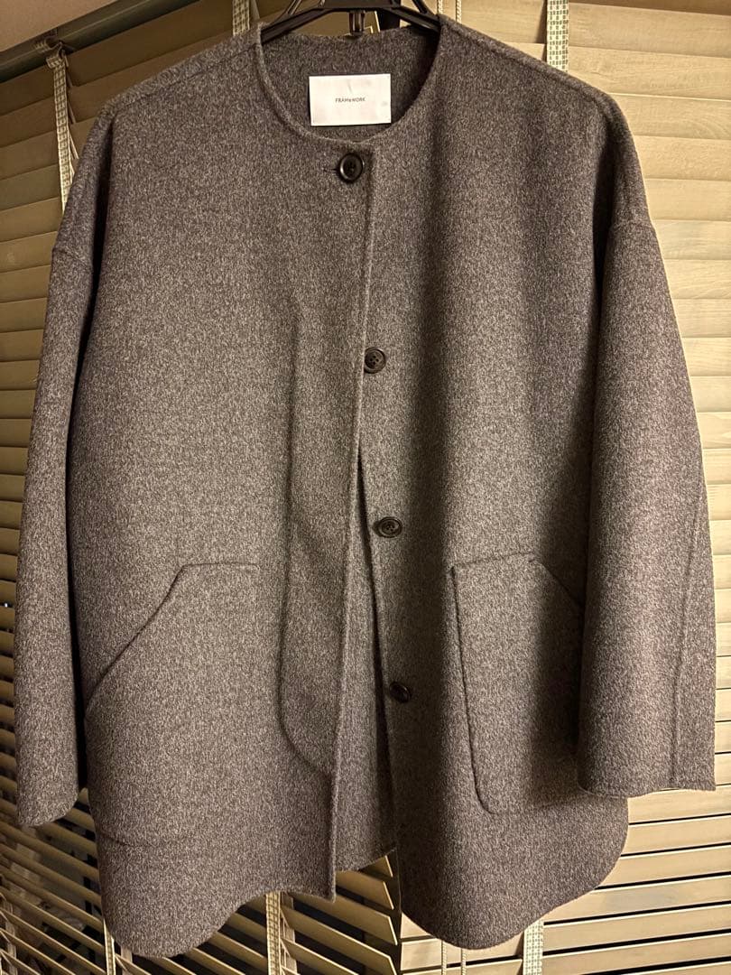 フレームワークハミルトンリバークルーネックコート　グレー　38