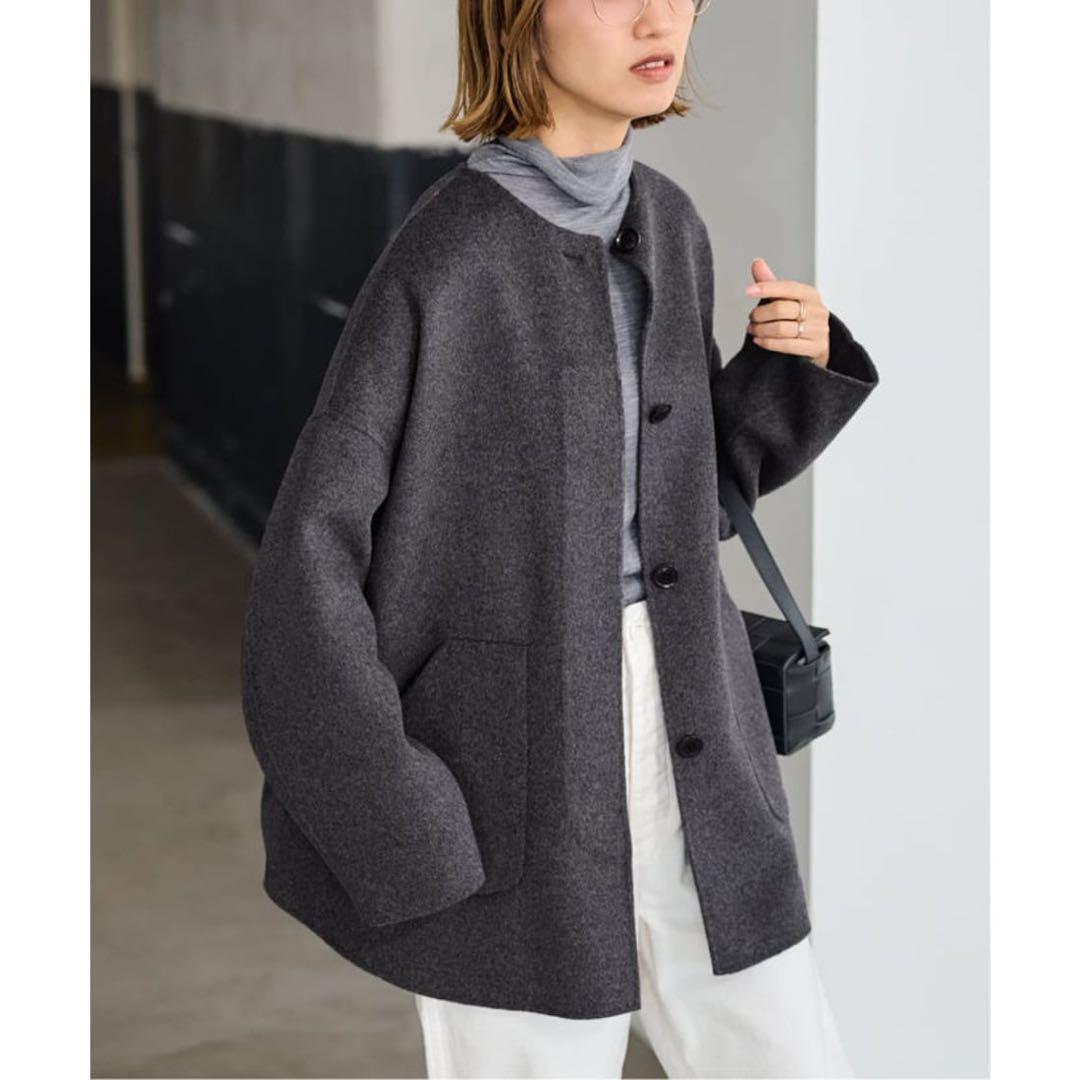 フレームワークハミルトンリバークルーネックコート　グレー　38