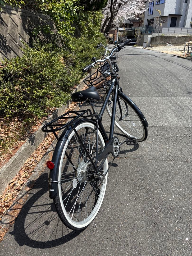Asahi 27インチ シティサイクル ブラック 前バスケット付き