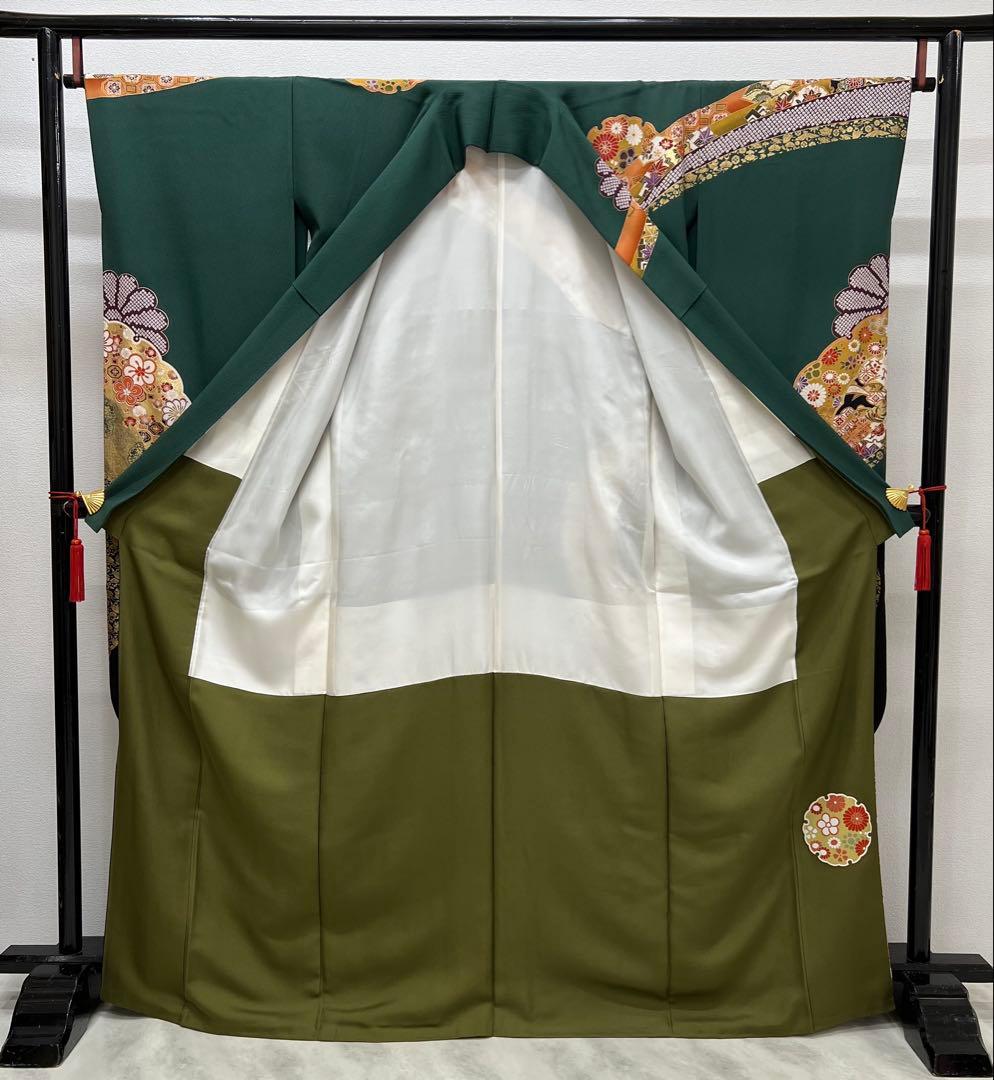 振り袖　フルセット　長襦袢付　金彩加工　振り柄有　成人式　美品　699