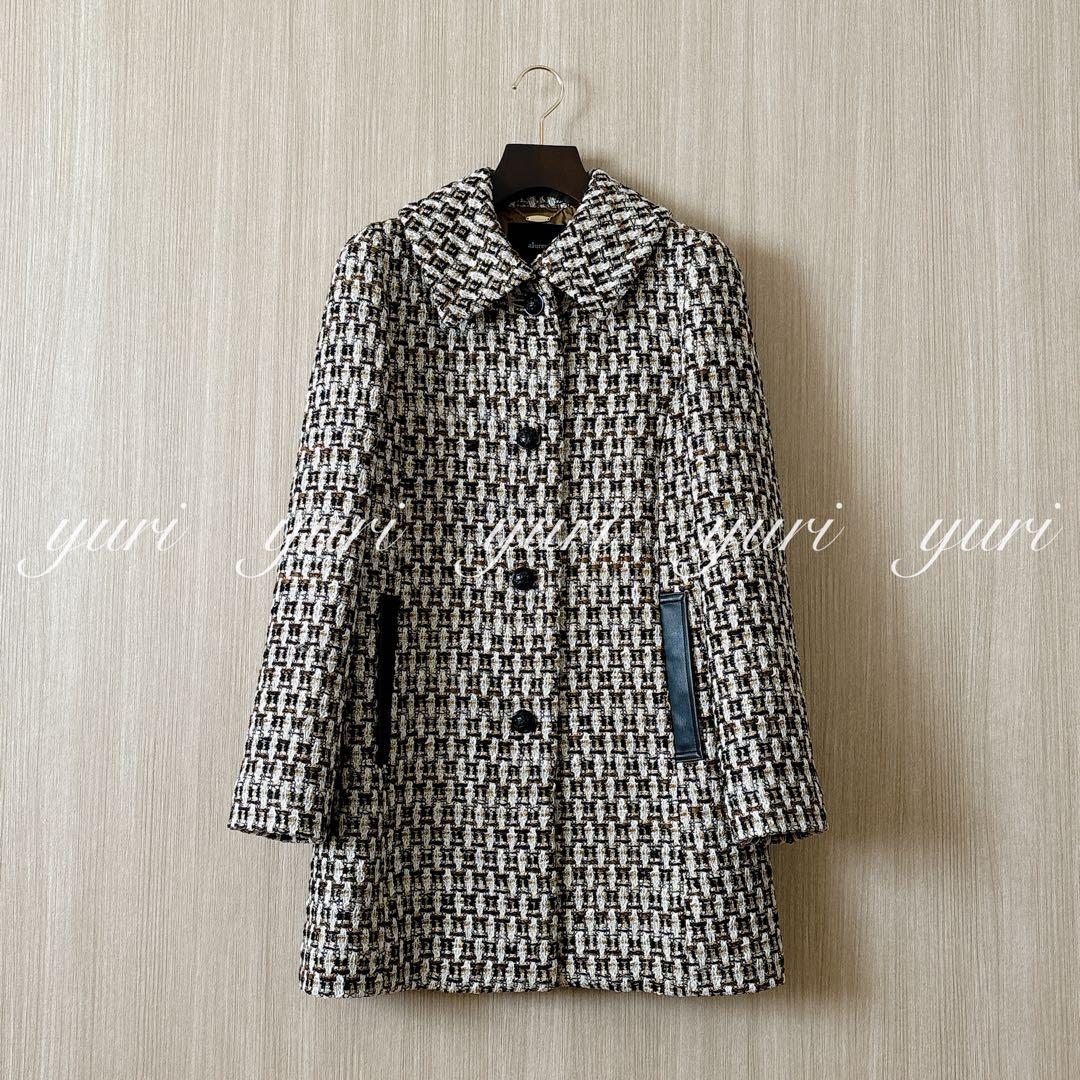 【1189】アナイ系列アルアバイル　ゴールドラメツイードステンカラーコート