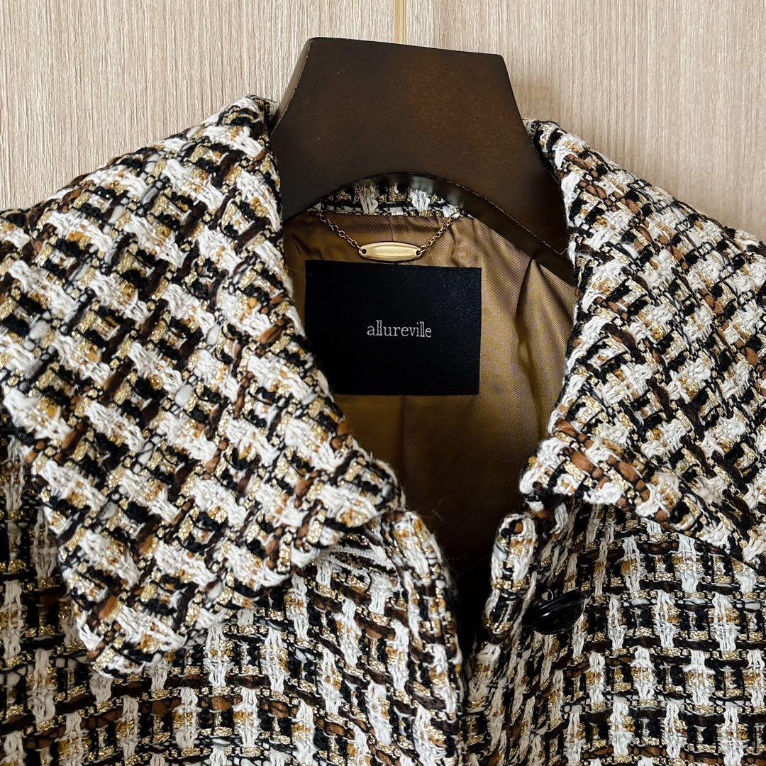 【1189】アナイ系列アルアバイル　ゴールドラメツイードステンカラーコート