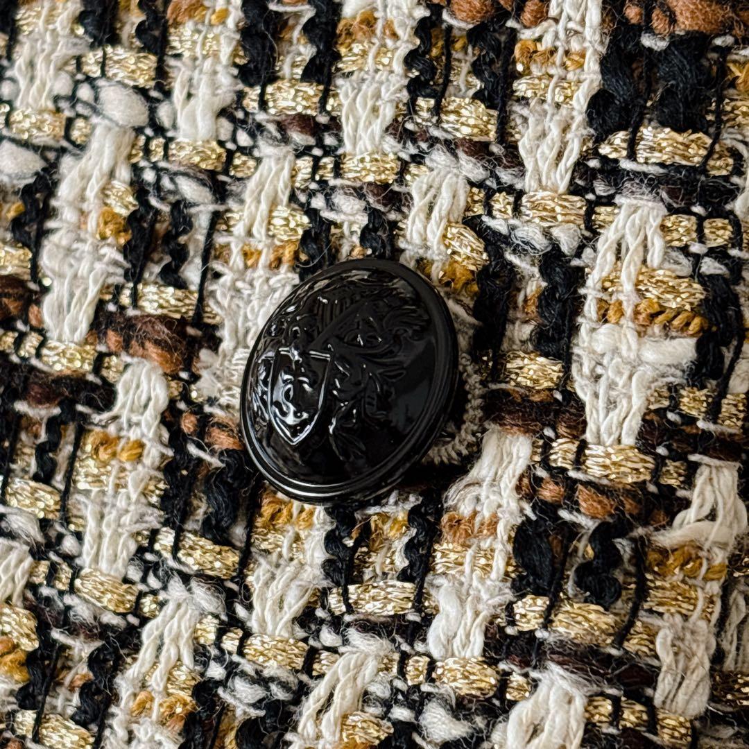 【1189】アナイ系列アルアバイル　ゴールドラメツイードステンカラーコート