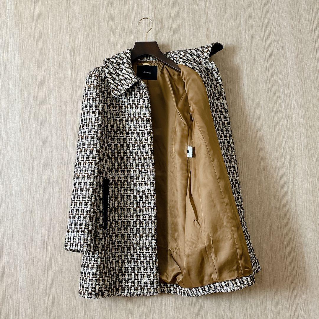 【1189】アナイ系列アルアバイル　ゴールドラメツイードステンカラーコート