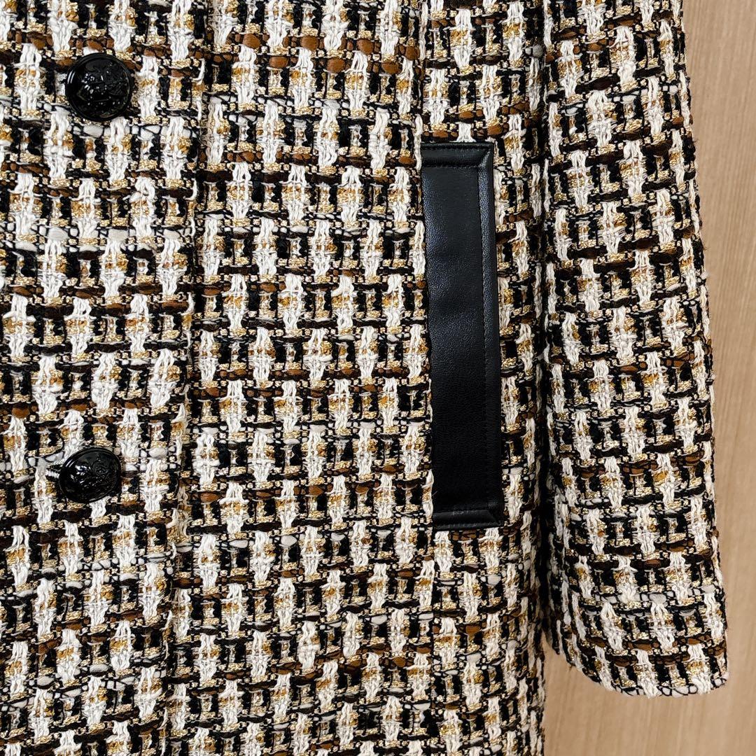 【1189】アナイ系列アルアバイル　ゴールドラメツイードステンカラーコート