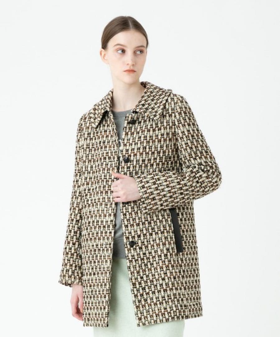 【1189】アナイ系列アルアバイル　ゴールドラメツイードステンカラーコート