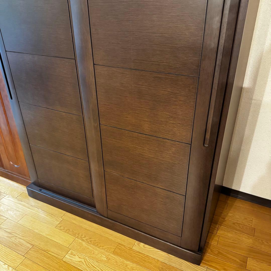 【美品】大川家具 古賀清木工 木製 クローゼット ワードローブ 姿見ミラー付き