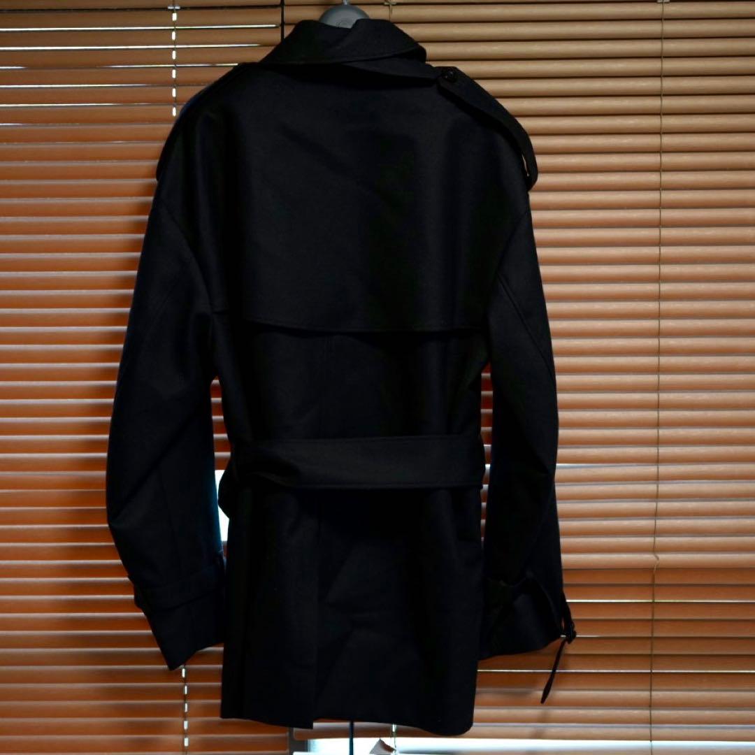 HYKE フランネルショートトレンチコート　ブラック