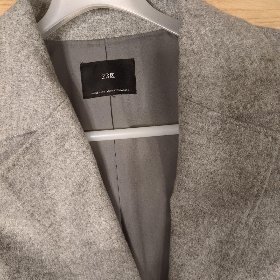 【23区】 ウールカシミヤビーバーチェスターコート　グレー　44　（ＸＬ）