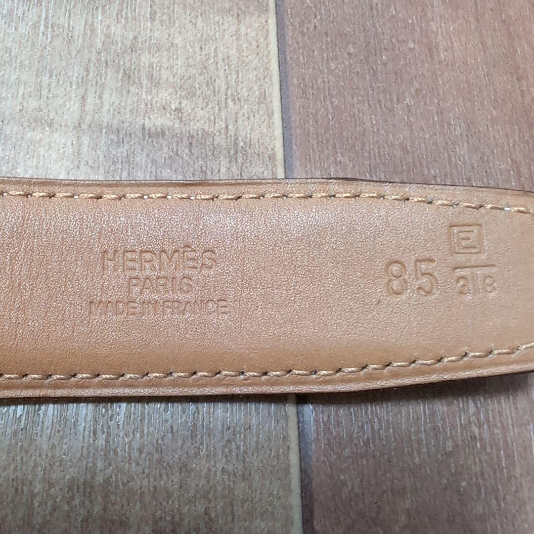 HERMES　ブラウンレザーベルト ステッチ入り
