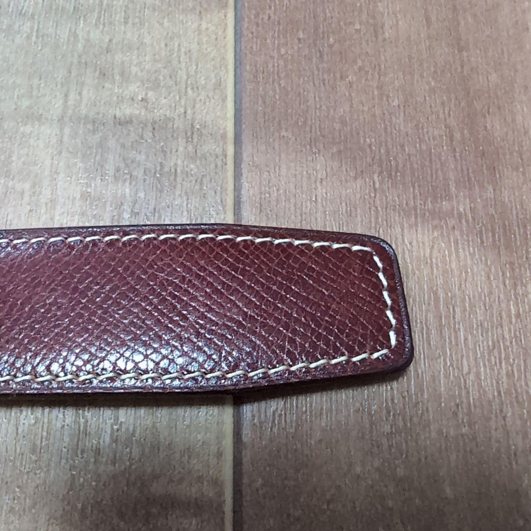 HERMES　ブラウンレザーベルト ステッチ入り