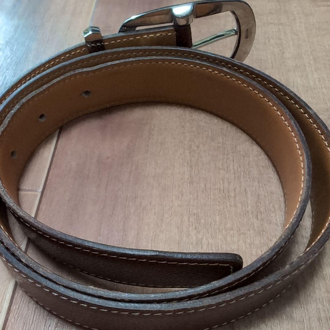 HERMES　ブラウンレザーベルト ステッチ入り
