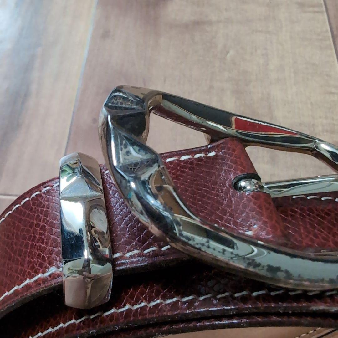 HERMES　ブラウンレザーベルト ステッチ入り